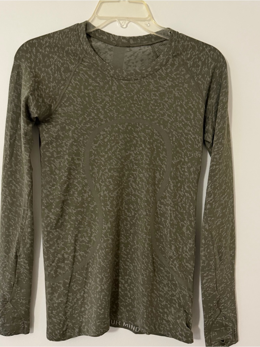 Lululemon Swiftly Heathered Olive Green Long Sleeve Athletic Top